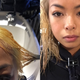 On the left, remember that Kim Kardashian photo? On the right, my face is flushed from pregnancy-breathing through seven rounds of bleach